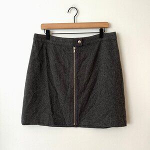 Madewell Gray Wool Blend Zip Up Mini Skirt Women's Size 14